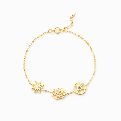 Pulsera Encantos de Flor y Piedra Natal