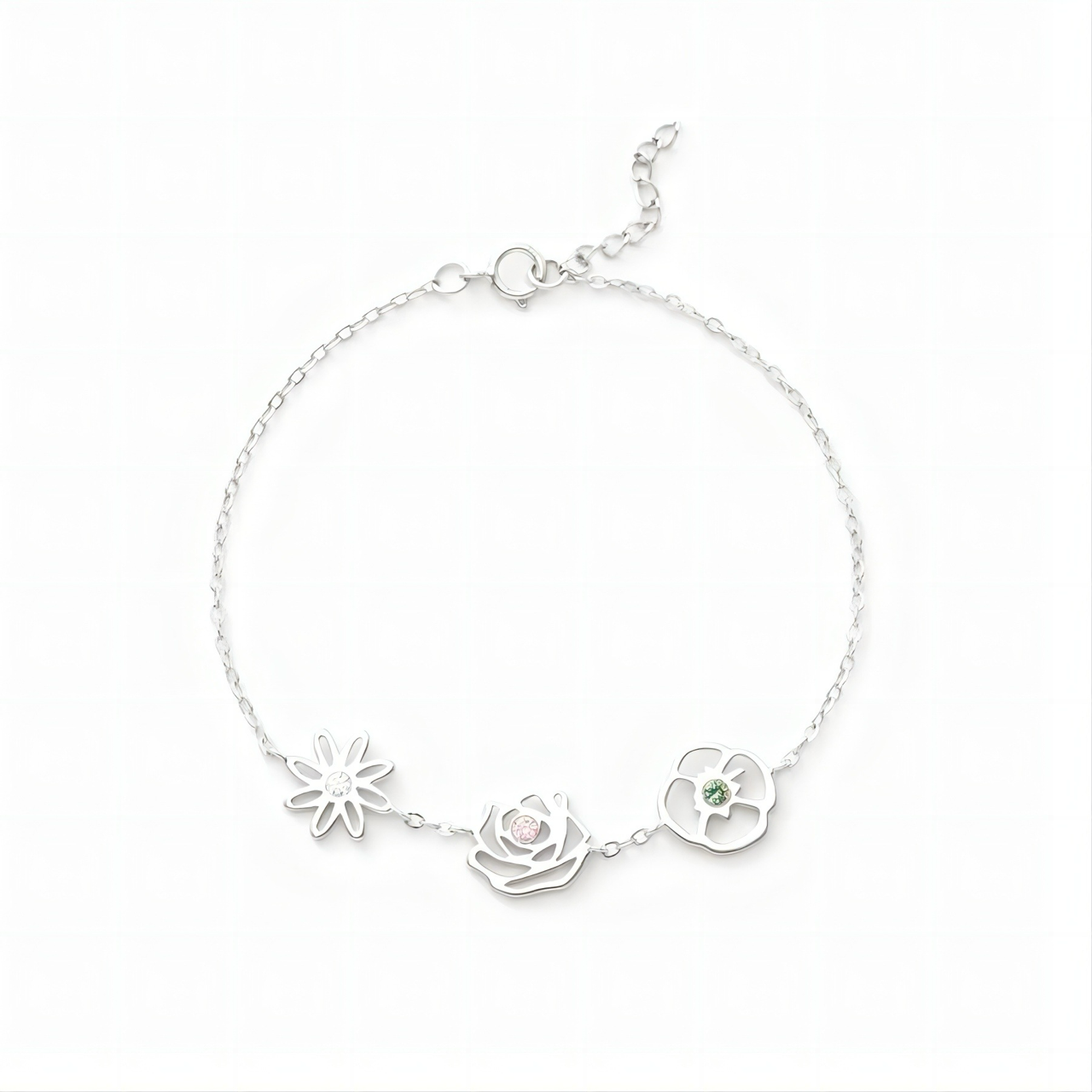 Pulsera Encantos de Flor y Piedra Natal