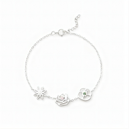 Pulsera Encantos de Flor y Piedra Natal